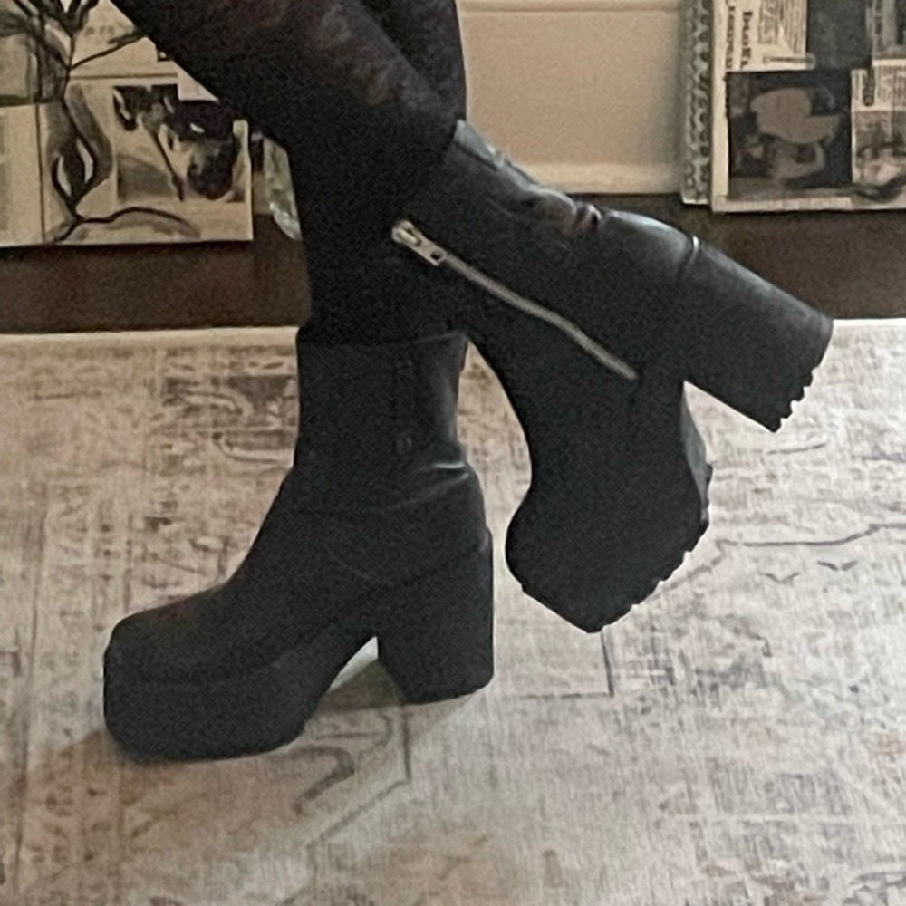 Chunky Black Leather Platforms